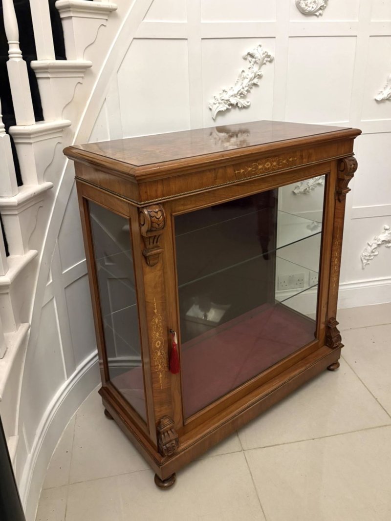 Attractive Antique Mid-19th Century Inlaid Mahogany Side / Display Cabinet